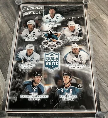 Vintage 2010 San Jose Sharks NHL Team Posters 20 Years XX 36" x 24" PlayStation - Image 1 of 4