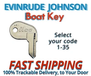 Johnson & Evinrude Keys 1978-1995 outboard Boat Spare Key Cut to your Code 1-35 - Foto 1 di 2