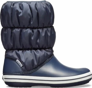 Crocs 14614 WINTER PUFF BOOT Ladies Winter Warm Nylon Shaft Boots Navy/White - Picture 1 of 8