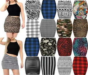 Minifalda estampada ceñida al cuerpo para mujer Falda elástica con estampado de tartán cintura elástica - Imagen 1 de 16