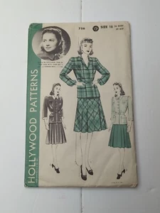 Vintage Hollywood Patterns Sewing Pattern 756 Two Piece Dress Size 18 Bust 36... - Picture 1 of 8