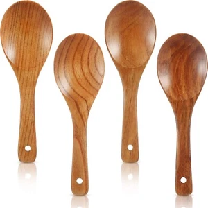 4 Pieces Wooden Spoons Set 9 Inch for Cooking, Serving Salad, Stirring Soup, ... - Picture 1 of 7
