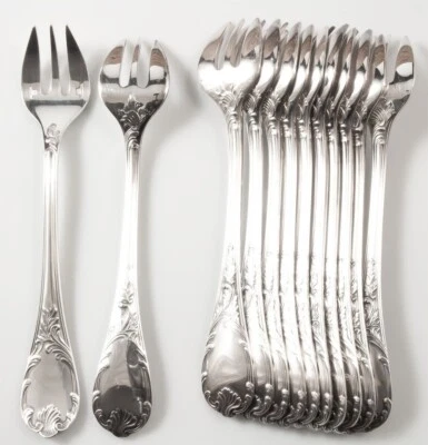 Christofle Marly посеребренные 12 устричных вилок винтажная французская посуда 20 век - Изображение 1 из 4