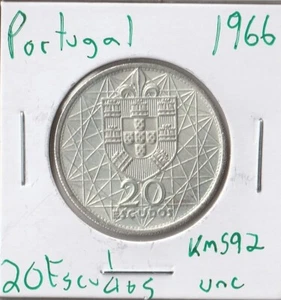 Coin Portugal 20 Escudos 1966 KM592, silver - Picture 1 of 4