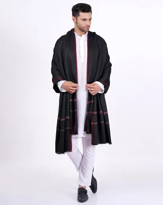 Hermoso chal envolvente floral de lana de cachemir de 100" negro para mujer pashmina grande Foto 1 de 4