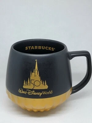 New 2022 Starbucks Walt Disney World 50th Anniversary Back & Gold Mug Cup - Image 1 of 2
