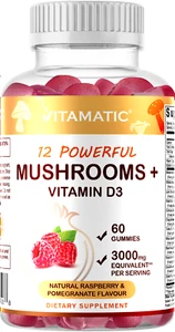 Vitamatic Mushroom Complex with D3 Gummies 3000 mg - 60 Pectin Gummies - Picture 1 of 5