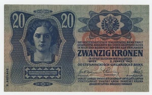 Austria 20 Kronen 2-1-1913 1919 Pick 53.a UNC Uncirculated Banknote - Picture 1 of 2