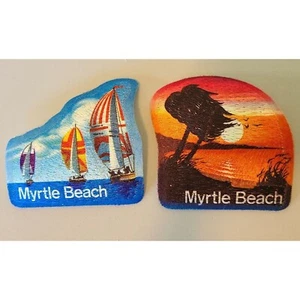 RARE Myrtle Beach Patch LOT OF 2 Sunset Sailboats Iron On Sew On South Carolina - Picture 1 of 6
