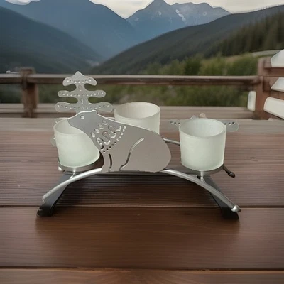 Centro de mesa luces nórdicas luz fiesta 3 pies de vela era oso polar y pino Foto 1 de 4