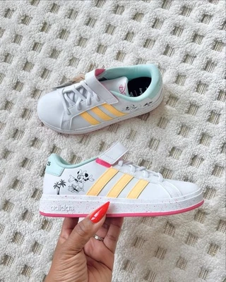 Adidas Zapatos Niños 1 1/2 Niñas Grand Court X Disney Zapatillas bajas ID8024 Blanco Foto 1 de 4
