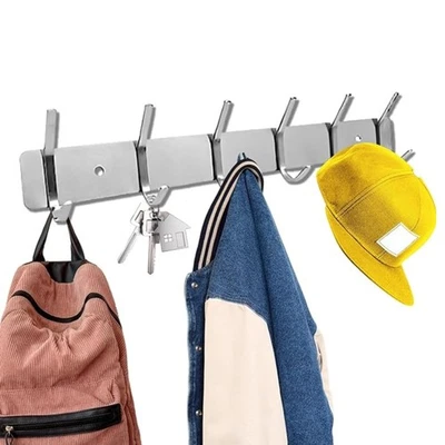 Perchero de acero inoxidable montaje en pared, chaqueta, ganchos para abrigo, ropa, sombrero, estante Foto 1 de 4