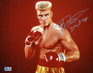 DOLPH LUNDGREN SIGNED AUTOGRAPHED 11x14 PHOTO + IVAN DRAGO ROCKY IV BECKETT BAS - Picture 1 of 3