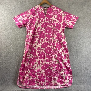 Marimekko Shirt Dress Size XL Floral Pink Midi Cotton Linen Blend Colourful - Picture 1 of 9
