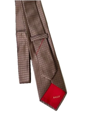 Gravata Bally-Bronze design geométrico gola de seda feita na Itália - Imagem 1 de 4