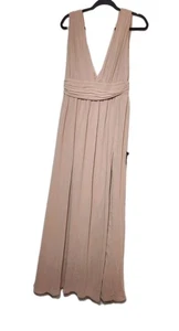 Lulus Heavenly Hues Beige Maxi Dress, size L *THREAD PULLS SEE PHOTO* - Picture 1 of 11