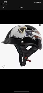 VCAN Gloss Black, Patriotic Eagle Flag, DOT Approved Motorcycle Helmet New, (M) - Picture 1 of 3