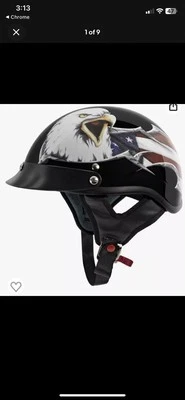Casco de motocicleta VCAN negro brillante, bandera patriótica del águila, aprobado por el DOT nuevo, (M) Foto 1 de 3