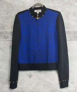 St John Collection Santana Knits Full Zip Cardigan Sweater Jacket Blue  Sz 6 - Picture 1 of 7