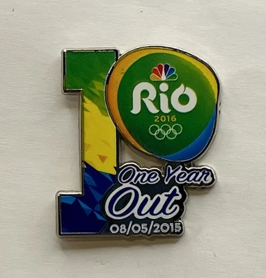 Broche de mídia olímpica NBC 2016 ~ Rio de Janeiro Brasil ~ One Year Out - Imagem 1 de 4