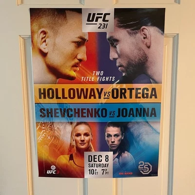 Póster de lucha promocional UFC 231 Holloway Ortega Shevchenko Joanna Jedrzejczyk 18 x 24 Foto 1 de 3