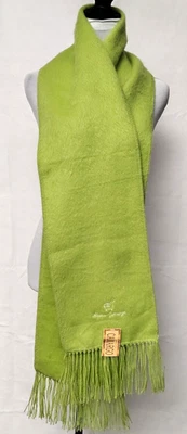 Alpaca Neck Scarf Wrap Long Fringe Green 9 x 70 Soft Fuzzy Camargo Peru NEW NWT - Image 1 of 4
