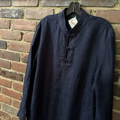 Lauren Ralph Lauren | Top Lino Azul Marino Oriental Talla 1X -28” Largo/24.5” Pecho Foto 1 de 4