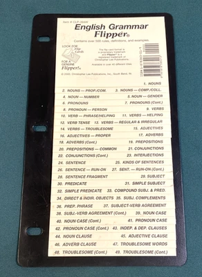 ENGLISH GRAMMAR FLIPPER ~ 500 Basic Facts Handy Reference Flipper ~ c.2000 ~ EUC - Image 1 of 4