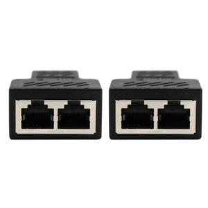 2* RJ45 Splitter Adapter 1 to 2 Ways Dual Female Port CAT5/CAT 6 LAN Ethernet A - Afbeelding 1 van 14