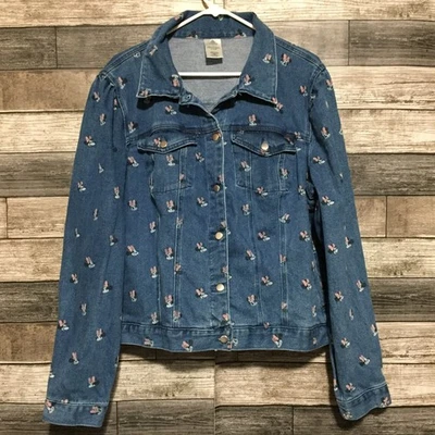 Chaqueta vaquera Disney Minnie Mouse para mujer 1X azul estampado de mezclilla camionero Foto 1 de 4