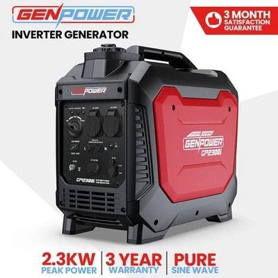 GENPOWER 2.3kW Peak 1.8kW Inverter Generator 2x15A Camping Backup - image 1 of 4