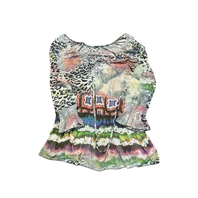 Blusa bohemia túnica sin marca cintura mediana ajustada Y2K retro transparente Foto 1 de 2