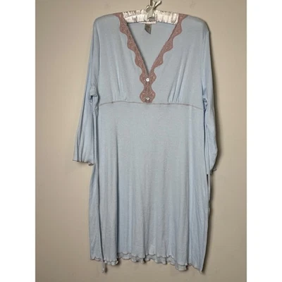 California Dynasty Womens Babydoll Nightgown XL Romantic Lace Trim Ribbed Knit - Image 1 of 4