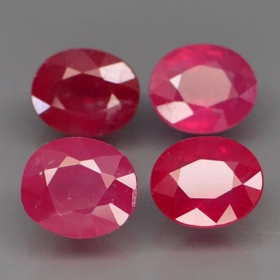 Ovalado 7x6 mm.Preciosa gema natural superior rojo rosa rubí Mozambique 4 piezas/5,70 quilates - Imagen 1 de 4