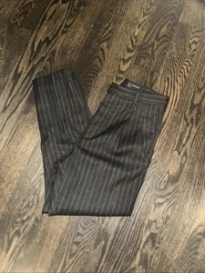 All Saints Pinstripe WOOL Trouser Men's Black Dress Pants Size 28/Small Button - Picture 1 of 4