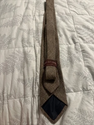 Corbata para hombre Chaps Ralph Lauren marrón toda lana tweed vintage Foto 1 de 4