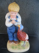 Homco Denim Days 1985 Give Thanks Boy Praying With Turkey #1506