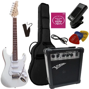4/4 E-Gitarre Set - Weiß 20 Watt inkl Tasche, Gurt, Stimmmgerät Elektrogitarre - Bild 1 von 7