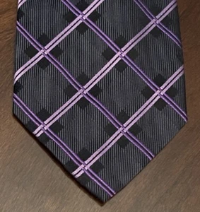 Geoffrey Beene Black Purple Pink Hand Made 100% Silk Mens Neck Tie Made In China - Picture 1 of 9