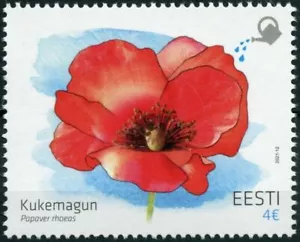 Estonia 2021 Poppy Flower Poppies Flora Unique Unusual stamp with real Seeds - Picture 1 of 3