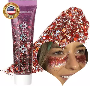 Red Face Body Glitter Gel, Holographic Shimmer Chunky Glitters Makeup for Hair N - Picture 1 of 6