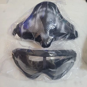 Airsoft Half Face Mask Steel Mesh and Goggles Set, Skull Tactical Masks Prote... - Picture 1 of 9