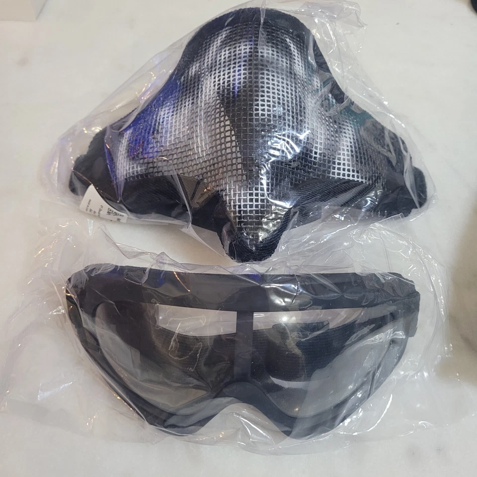 Airsoft Half Face Mask Steel Mesh and Goggles Set, Skull Tactical Masks Prote... - Image 1 of 4