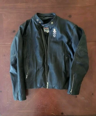 复古 Route 66 正品仿旧皮革摩托车骑行夹克 Daytona 徽章 — 第 1/4 张图片