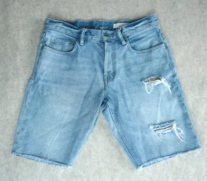 Allsaints Shorts Mens 30 Blue Denim Switch Fit Mid Rise Button Fly Distressed - Picture 1 of 15
