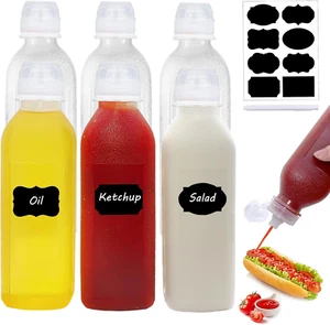 Condiment Squeeze Bottles,6 Pack Squeeze Bottles for Sauces, Ketchup Salad Dr... - Picture 1 of 1
