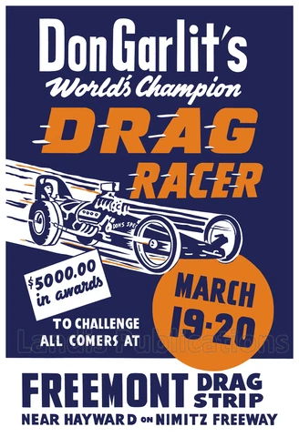 1960 Don Garlits Racing at Fremont Raceway - Vintage Drag Racing Poster Cover