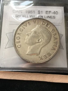 1951 Short Water Lines Coin Mart Graded Canadian Silver Dollar **EF-40** - Picture 1 of 9