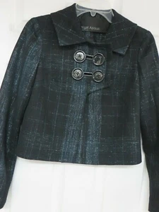 Yigal Azrouel Wool blend Tweed  Cropped Black/gray/silver Blazer Size 4  NWOT  - Picture 1 of 9