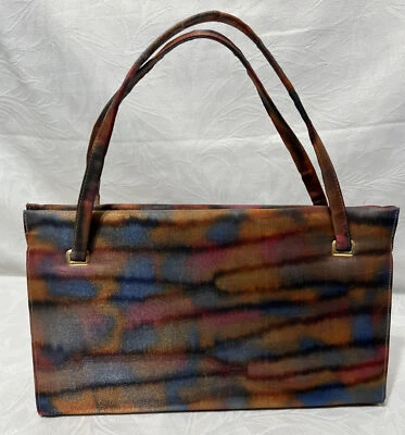 Vintage Women’s Colorful Abstract Studded Bottom Purse Foto 1 de 4